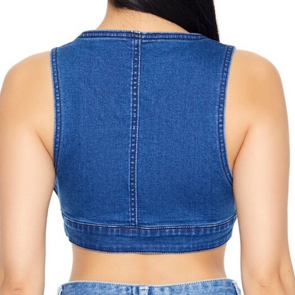 Blue Denim Crop Top - Picture 3 of 9